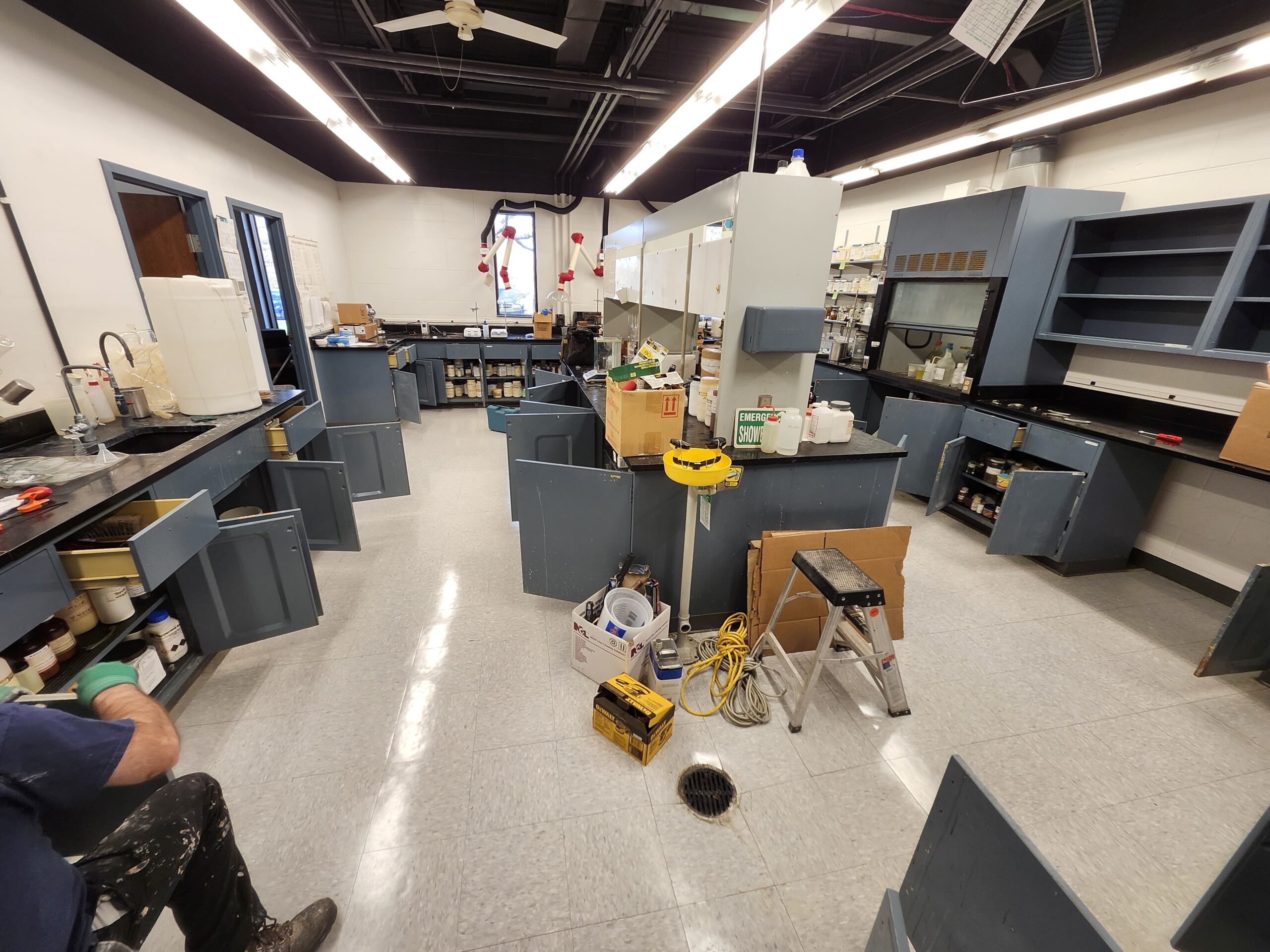 Mac commercial facility cabinets before being painted